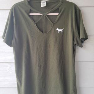 PINK green shirt size M